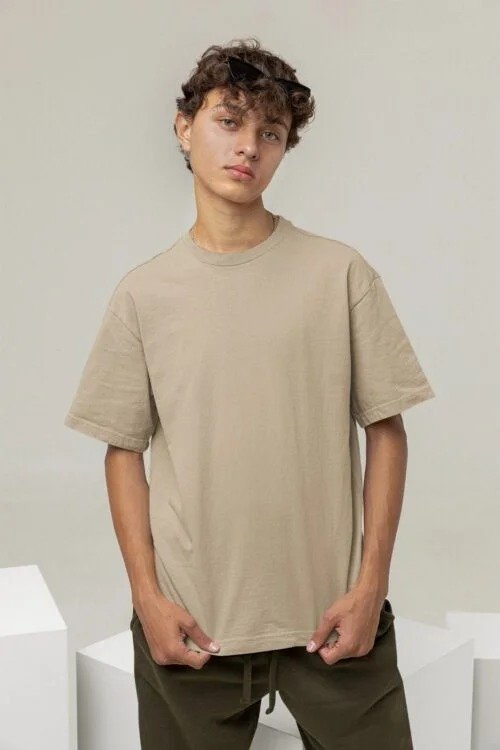 Men's Oversized T-Shirts Cotton Looper Net - View 4